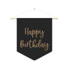 Black and Gold Script Happy Birthday Pennant