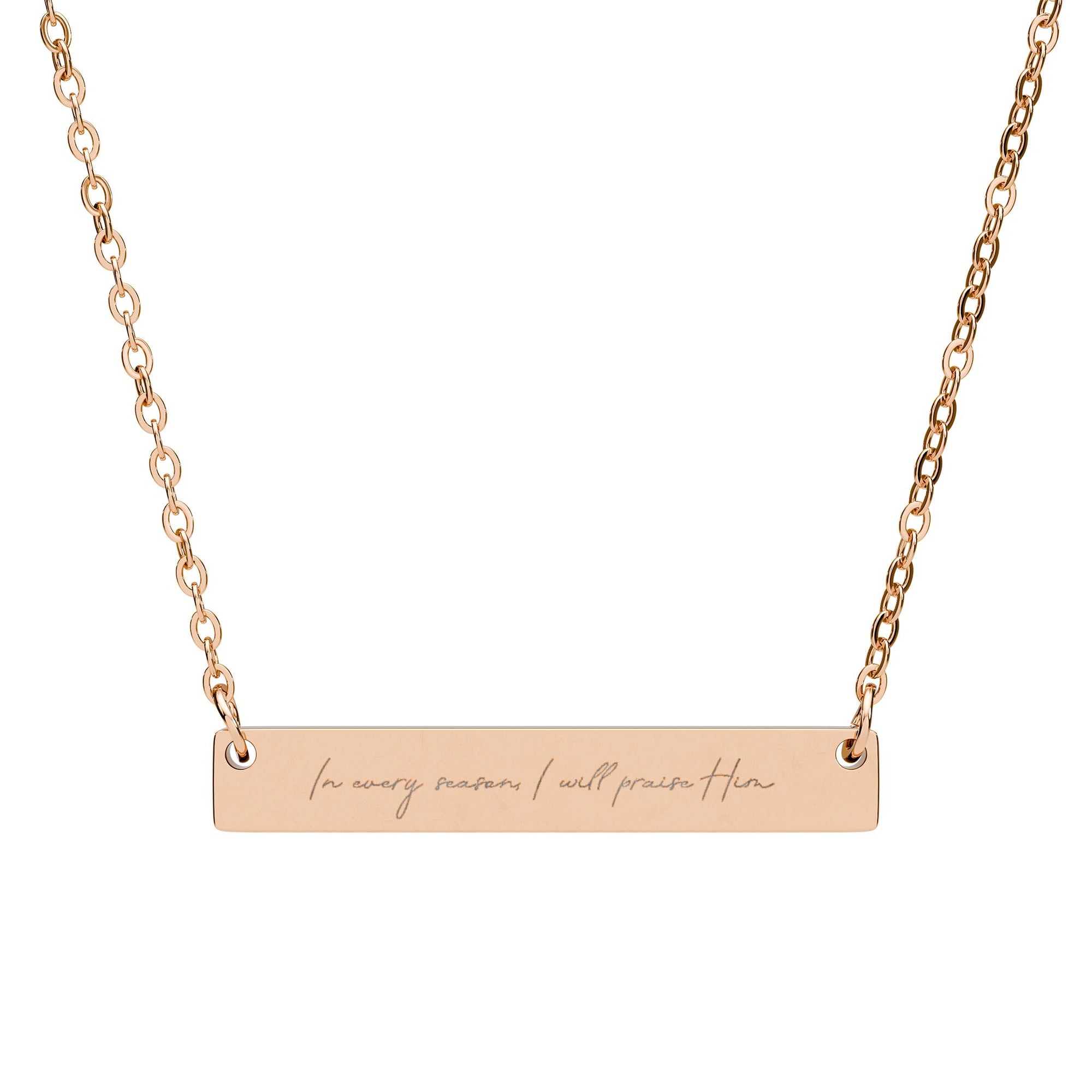In Every Season Engraved Horizontal Bar Necklace