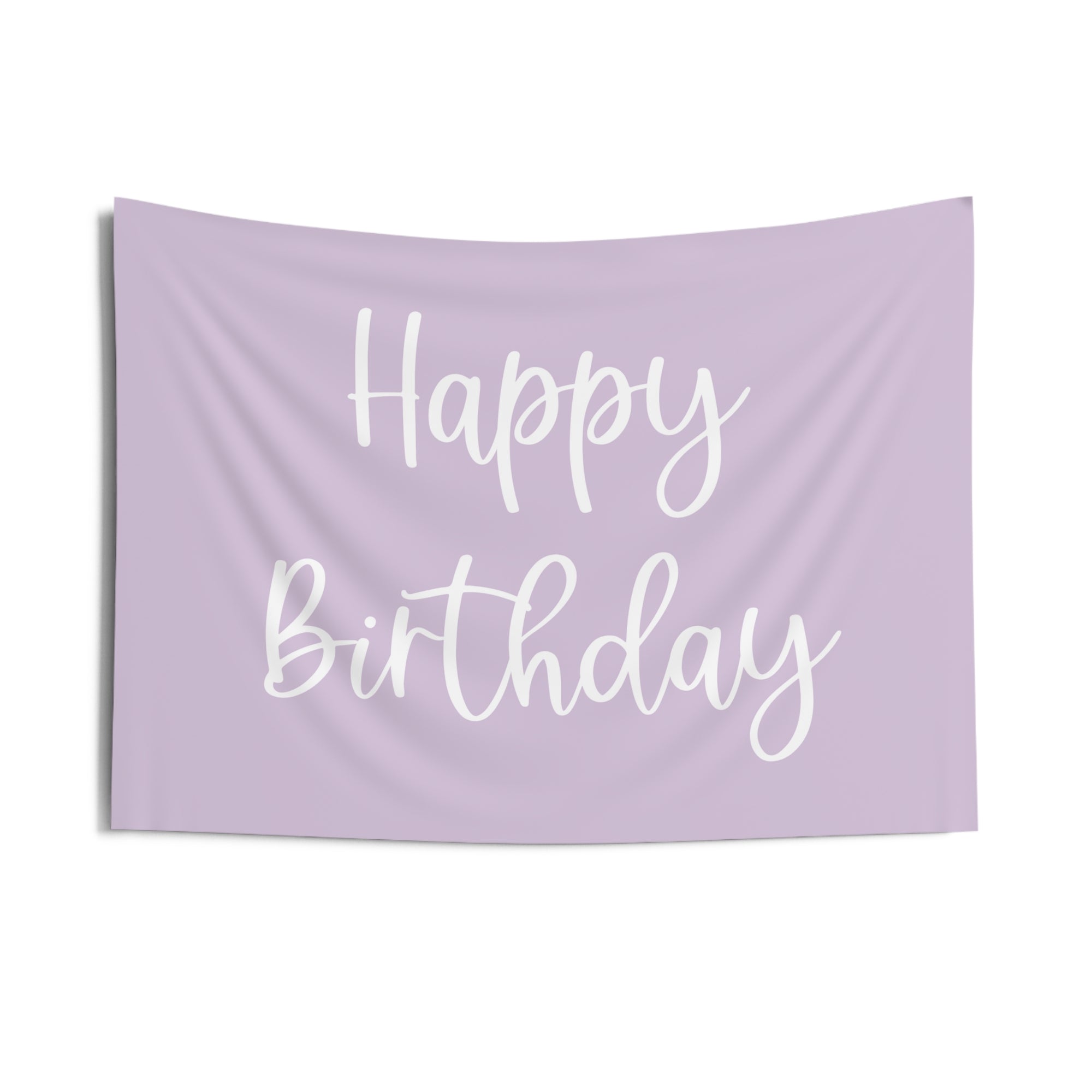 Purple and White Script Happy Birthday Banner